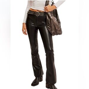 We The Free Faux Leather Pants Black High Rise Straight Leg Size 28 Fits 26